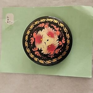 Hand Painted Russian Floral Pin